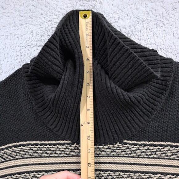 Maurices Cowl Neck Tunic Sweater XL Chunky Thick Warm Geometric Black Tan Soft - Picture 7 of 10